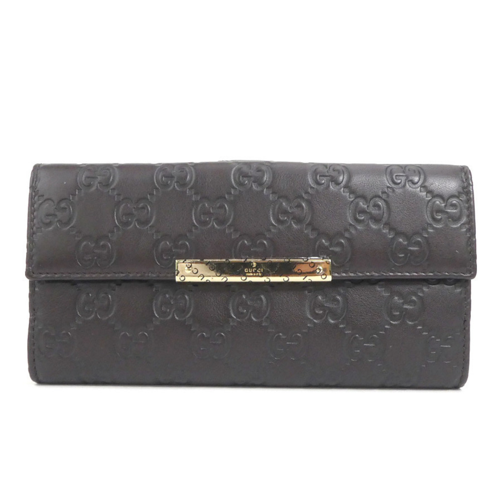 Gucci ssima gold Black leather wallet Dark Brown long - Picture 2 of 4